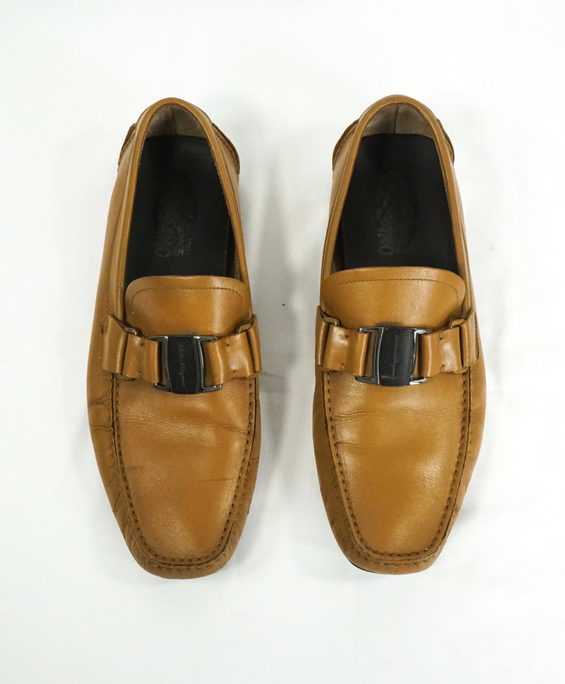 SALVATORE FERRAGAMO - “Sardegna” Cognac Brown Leather Loafers - 8.5 D