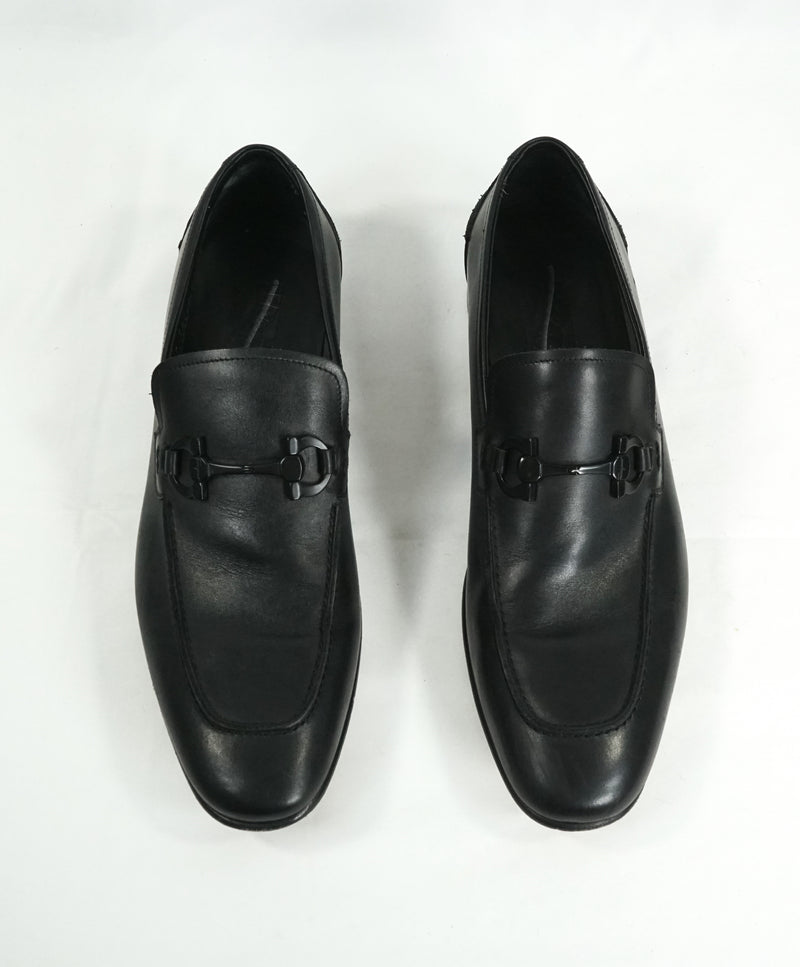 SALVATORE FERRAGAMO -“Davis” Black Slip-On Loafer With Engraved Bit - 10.5 D