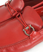 SALVATORE FERRAGAMO - “Gancio” Red Braided Leather Logo Loafers - 13 D
