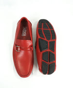 SALVATORE FERRAGAMO - “Gancio” Red Braided Leather Logo Loafers - 13 D