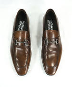 SALVATORE FERRAGAMO -“Giant” Gancini Bit Burnished Brown Leather Loafers - 9.5 EE
