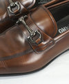 SALVATORE FERRAGAMO -“Giant” Gancini Bit Burnished Brown Leather Loafers - 8 D