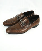 SALVATORE FERRAGAMO -“Giant” Gancini Bit Burnished Brown Leather Loafers - 11.5 D