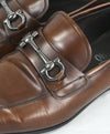 SALVATORE FERRAGAMO -“Giant” Gancini Bit Burnished Brown Leather Loafers - 11.5 D
