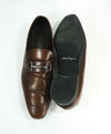 SALVATORE FERRAGAMO -“Giant” Gancini Bit Burnished Brown Leather Loafers - 11.5 D