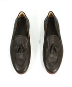 SALVATORE FERRAGAMO - Brown Contrast Sole Pebbled Leather Tassel Loafer - 8.5
