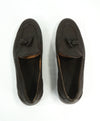 SALVATORE FERRAGAMO - Brown Contrast Sole Pebbled Leather Tassel Loafer - 8.5