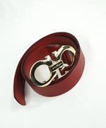 SALVATORE FERRAGAMO - Red & Gold Oversized Leather Gancini Belt - 40W