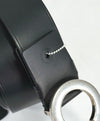 SALVATORE FERRAGAMO - Black & Silver Distressed Oversized Leather Gancini Belt - 34W