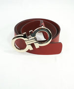 SALVATORE FERRAGAMO - Red & Gold Oversized Leather Gancini Belt - 42W
