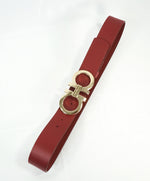 SALVATORE FERRAGAMO - Red & Gold Oversized Leather Gancini Belt - 38W