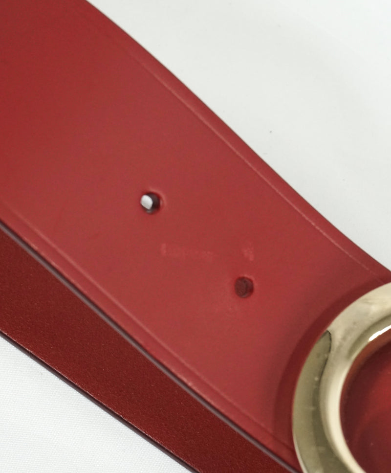 SALVATORE FERRAGAMO - Red & Gold Oversized Leather Gancini Belt - 38W