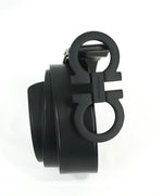 SALVATORE FERRAGAMO - Black On Black Oversized Matte Leather Gancini Belt - 36W