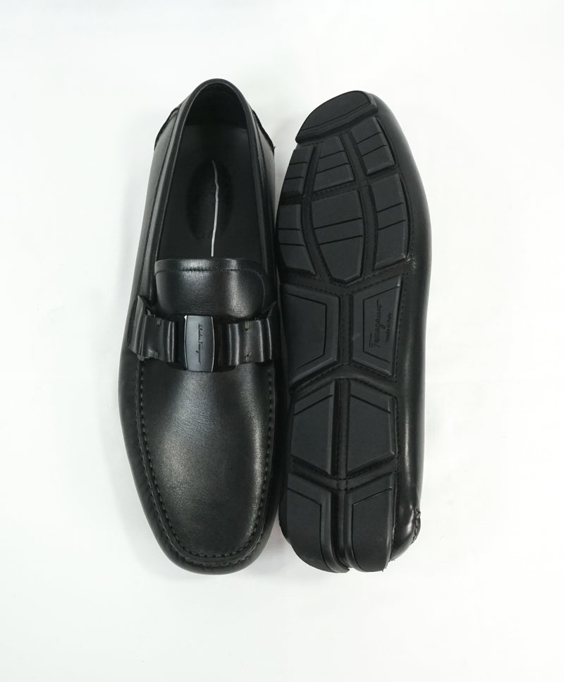 SALVATORE FERRAGAMO - “Sardegna" Black On Black Iconic Loafers - L11 R11.5