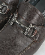 SALVATORE FERRAGAMO - “Parigi” Brown Grained Pebbled Leather Loafers - 11 EE
