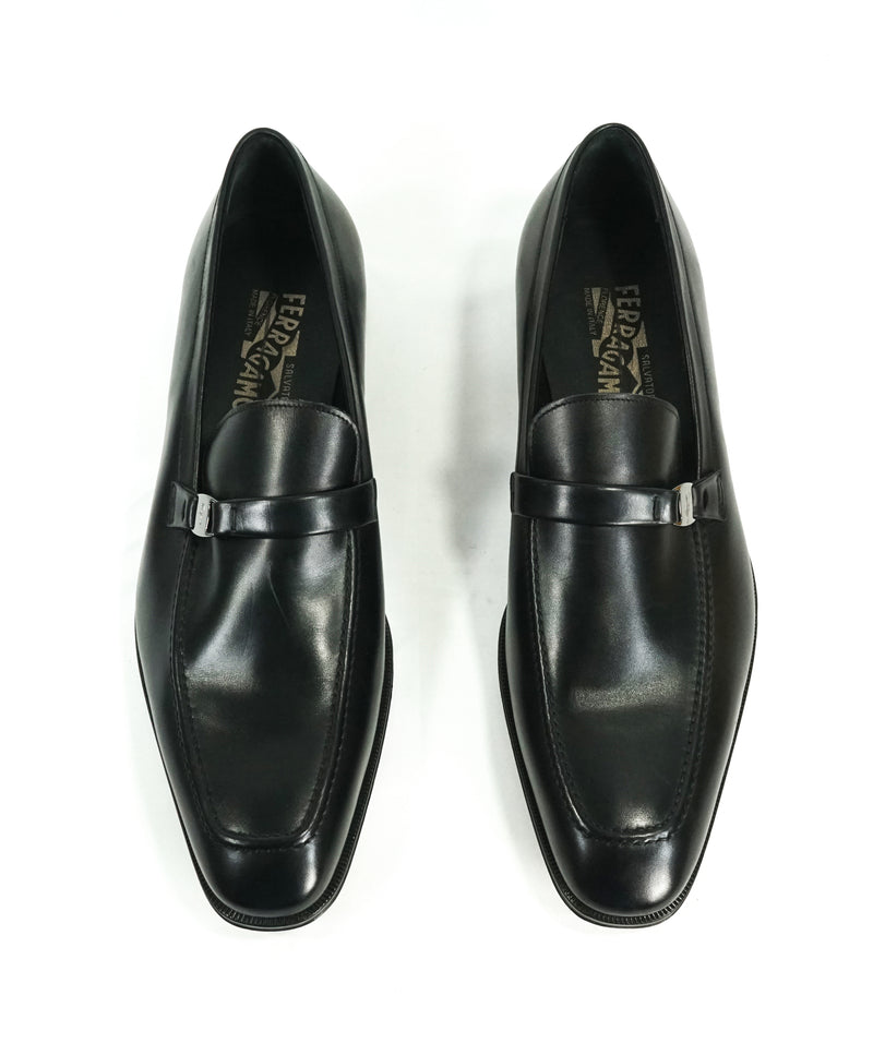 SALVATORE FERRAGAMO - “Destin” Black Slip-On Loafer With Engraved Bit - 11.5 D