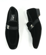 SALVATORE FERRAGAMO - Velvet "DANNY 2" Loafers Black Sardegna Buckle  - 11.5 D