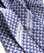 SALVATORE FERRAGAMO -*Father & Son Set* Navy/Yellow Elephant Tie-