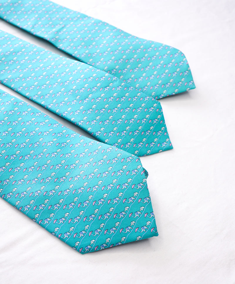SALVATORE FERRAGAMO - *Father & Son 3 TIE SET* Mint Green Elephant Tie -