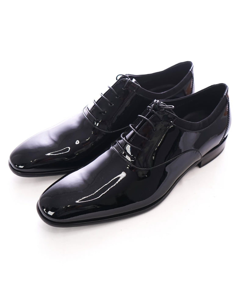 SALVATORE FERRAGAMO - "Aiden" Black Patent Leather Tipped Oxfords - 11.5 D