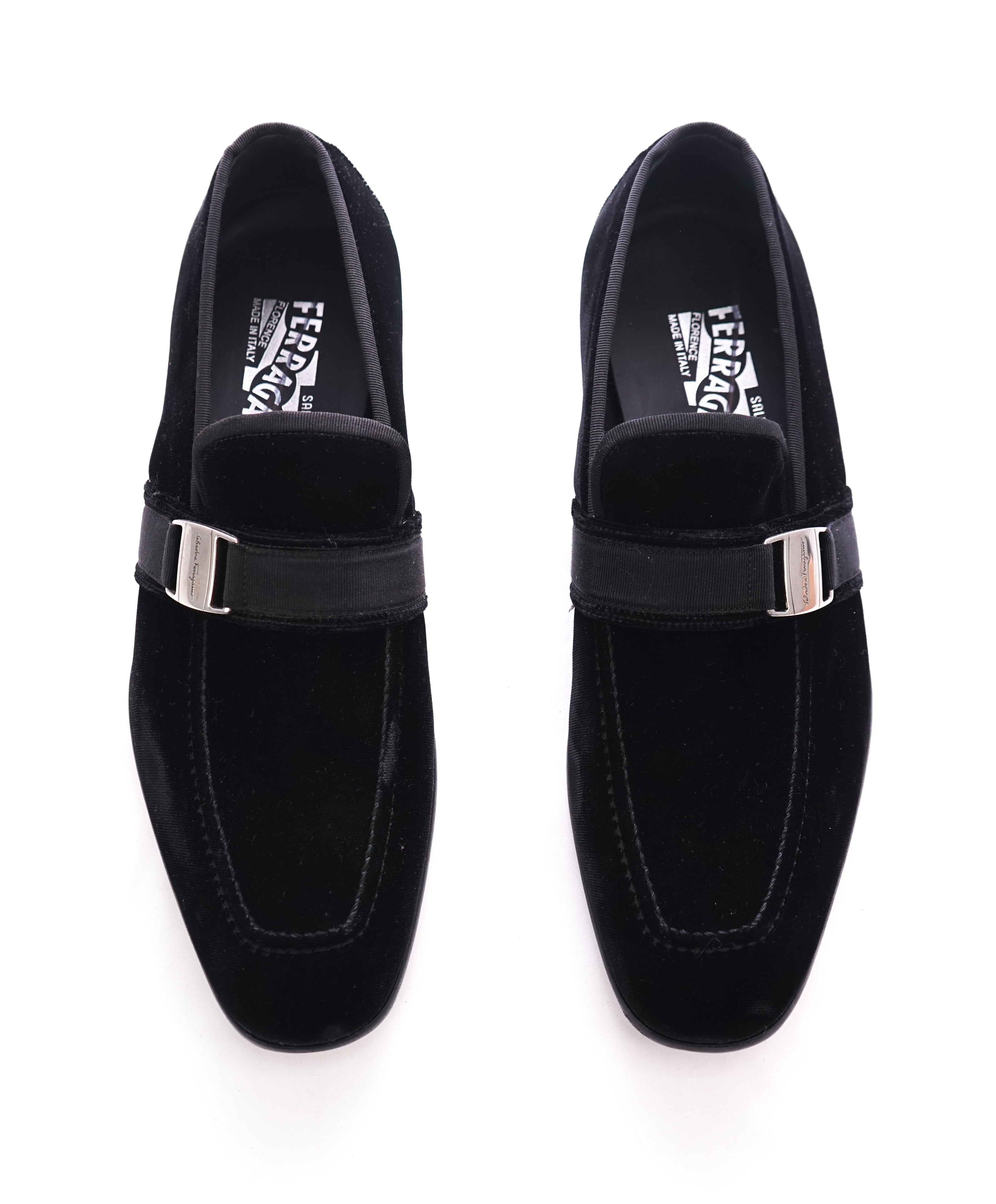 SALVATORE FERRAGAMO - Velvet "DANNY 2" Loafers Black Sardegna Buckle  - 8 D