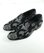 SALVATORE FERRAGAMO -LOGO Monogram Wool Leather Slip On Smoking Loafers - 7 EE