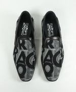 SALVATORE FERRAGAMO -LOGO Monogram Wool Leather Slip On Smoking Loafers - 7 EE