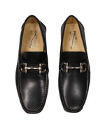 SALVATORE FERRAGAMO - Black Parigi Gancini Logo Loafers  - 8/8.5D