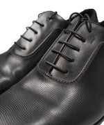 SALVATORE FERRAGAMO - "FARNESE" Textured Black Oxfords - 10D