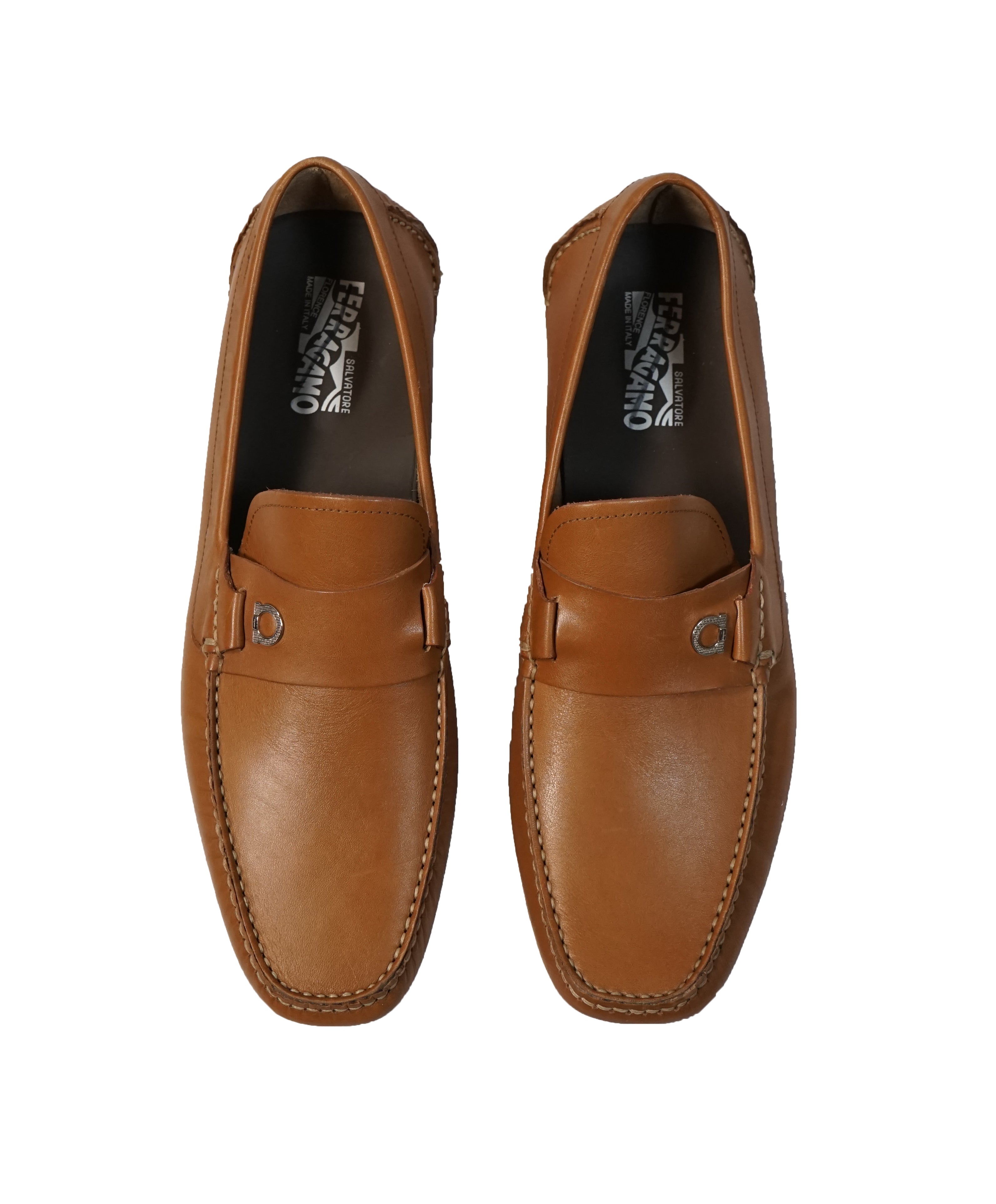 SALVATORE FERRAGAMO - Gancini Bit Beige Logo Loafers - 13