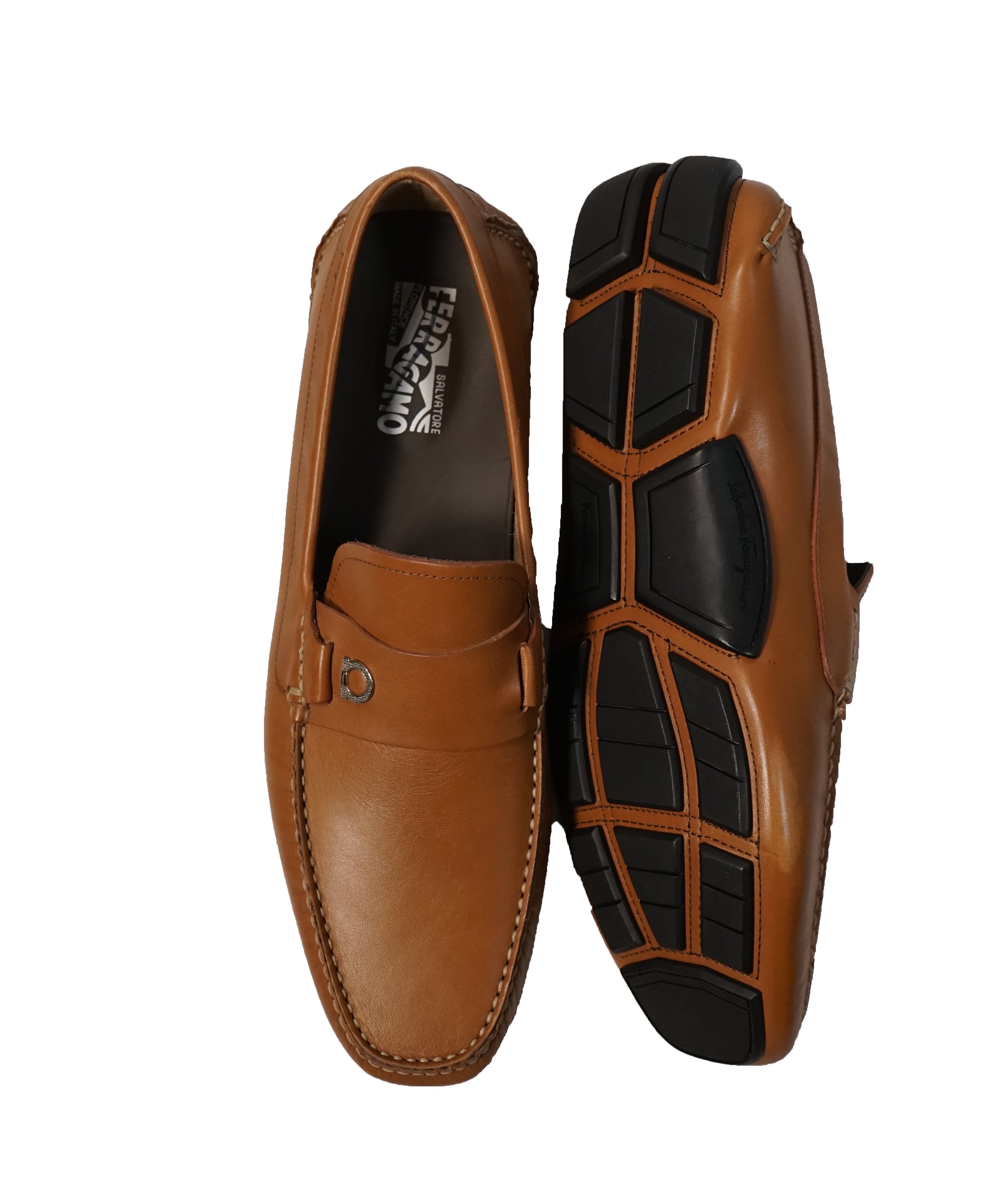 SALVATORE FERRAGAMO - Gancini Bit Beige Logo Loafers - 13