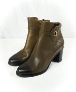 SALVATORE FERRAGAMO - 'Florian' Green Ombré Block-Heel Booties Gancini Logo- 8.5