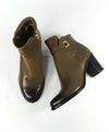SALVATORE FERRAGAMO - 'Florian' Green Ombré Block-Heel Booties Gancini Logo- 8.5