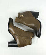 SALVATORE FERRAGAMO - 'Florian' Green Ombré Block-Heel Booties Gancini Logo- 8.5