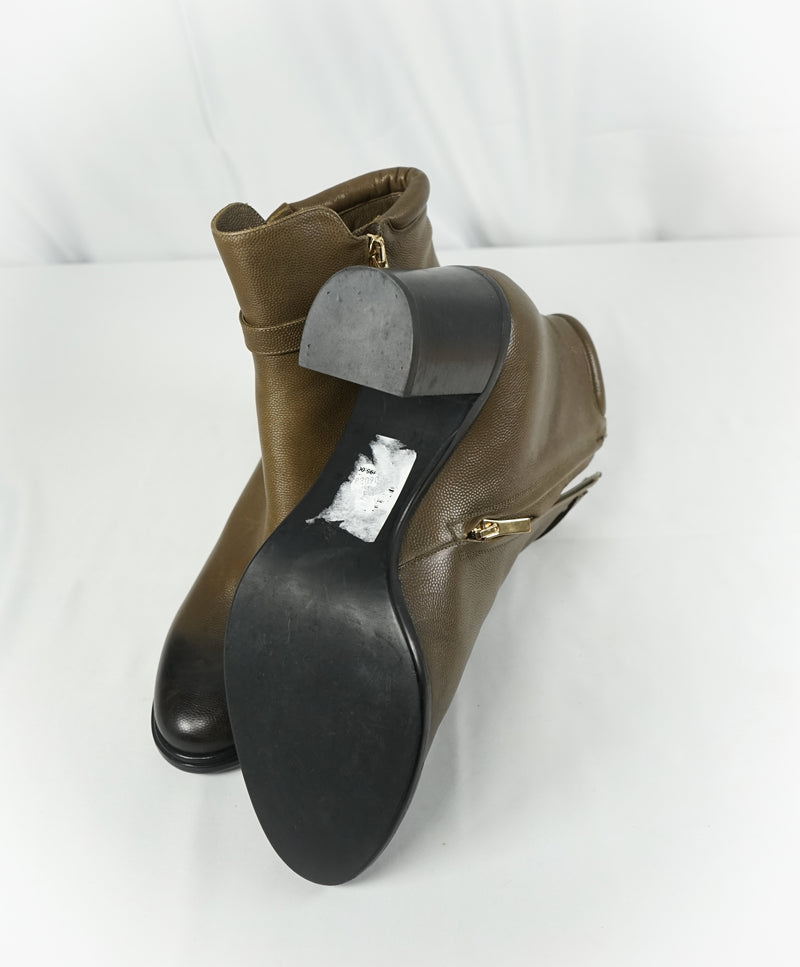 SALVATORE FERRAGAMO - 'Florian' Green Ombré Block-Heel Booties Gancini Logo- 8.5