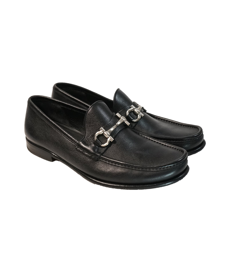 SALVATORE FERRAGAMO - “Mason” Black Pebbled Leather Loafer - 9.5