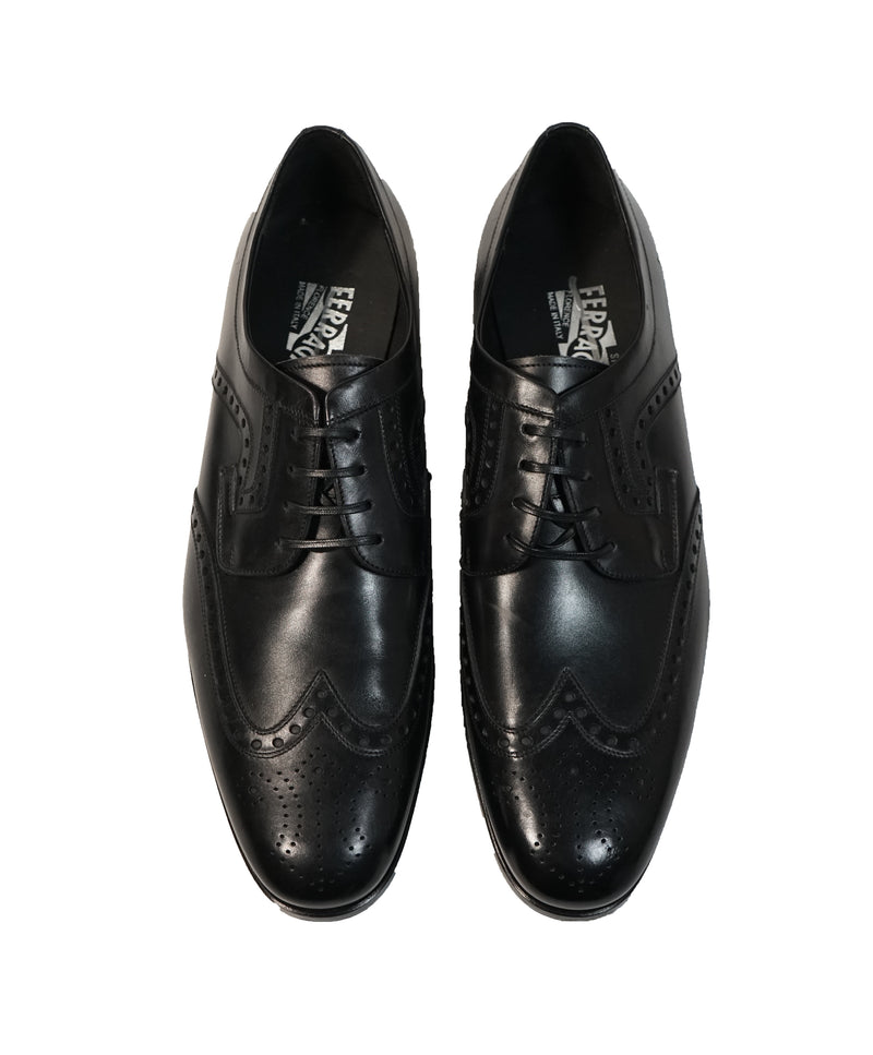 SALVATORE FERRAGAMO Romeo Black Brogue Oxford 11 Luxe Hanger