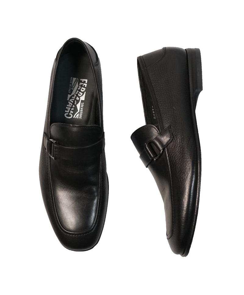 SALVATORE FERRAGAMO - “Ruston” Black Multi-Textured Leather Loafer - 7.5