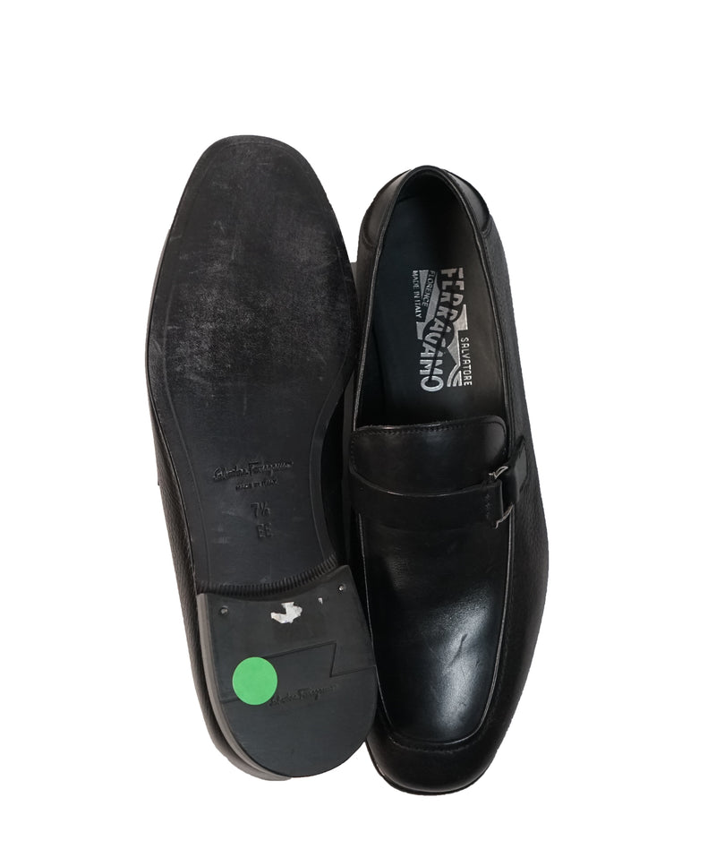 SALVATORE FERRAGAMO - “Ruston” Black Multi-Textured Leather Loafer - 7.5