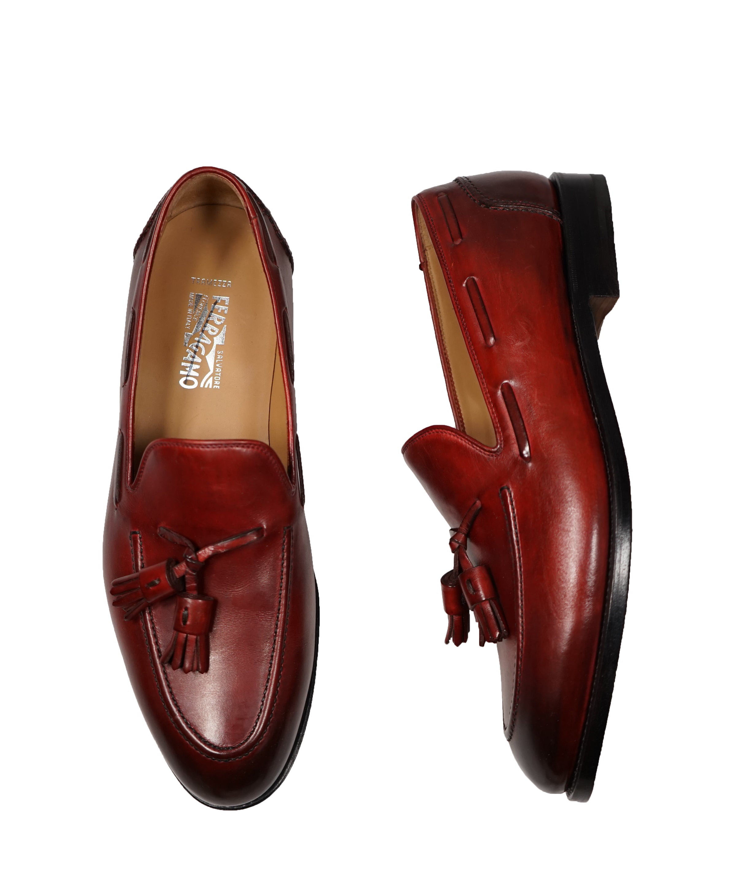 burgundy ferragamo loafers