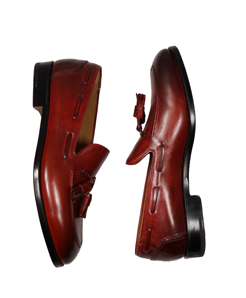 SALVATORE FERRAGAMO - TRAMEZZA Burgundy Tassel Detail Loafers  - 9.5/10