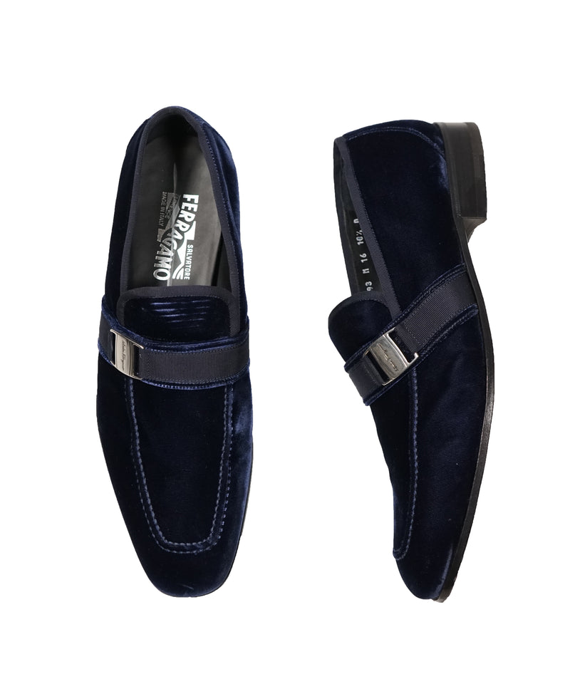 SALVATORE FERRAGAMO Velvet DANNY 2 Loafers Royal Blue Sardegna Buc Luxe Hanger