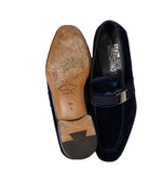 SALVATORE FERRAGAMO - Velvet "DANNY 2" Loafers Royal Blue Sardegna Buckle  - 10.5D