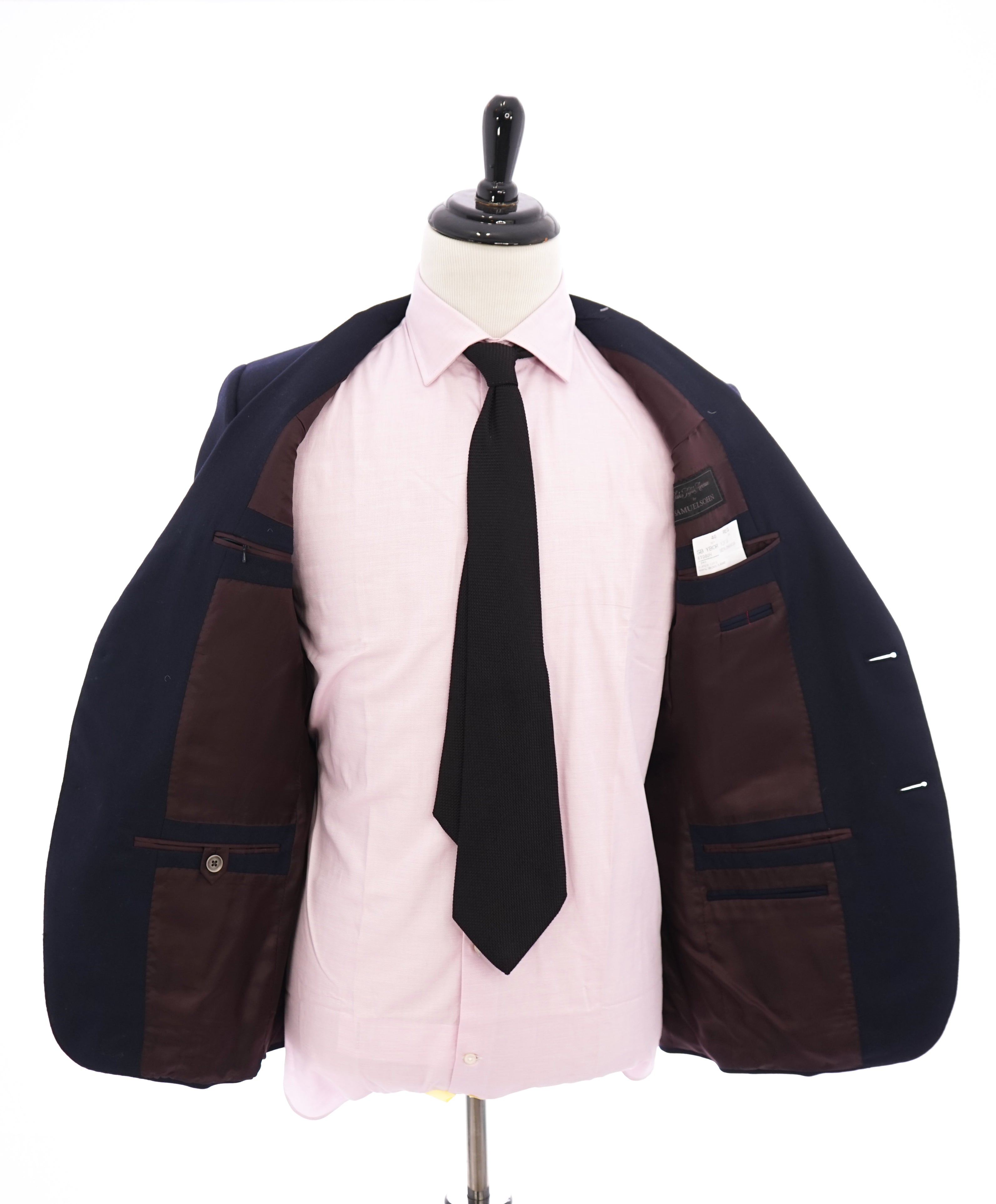 SAMUELSOHN - SLIM Navy Oxford Weave Zipper Pockets Travel Blazer - 40R