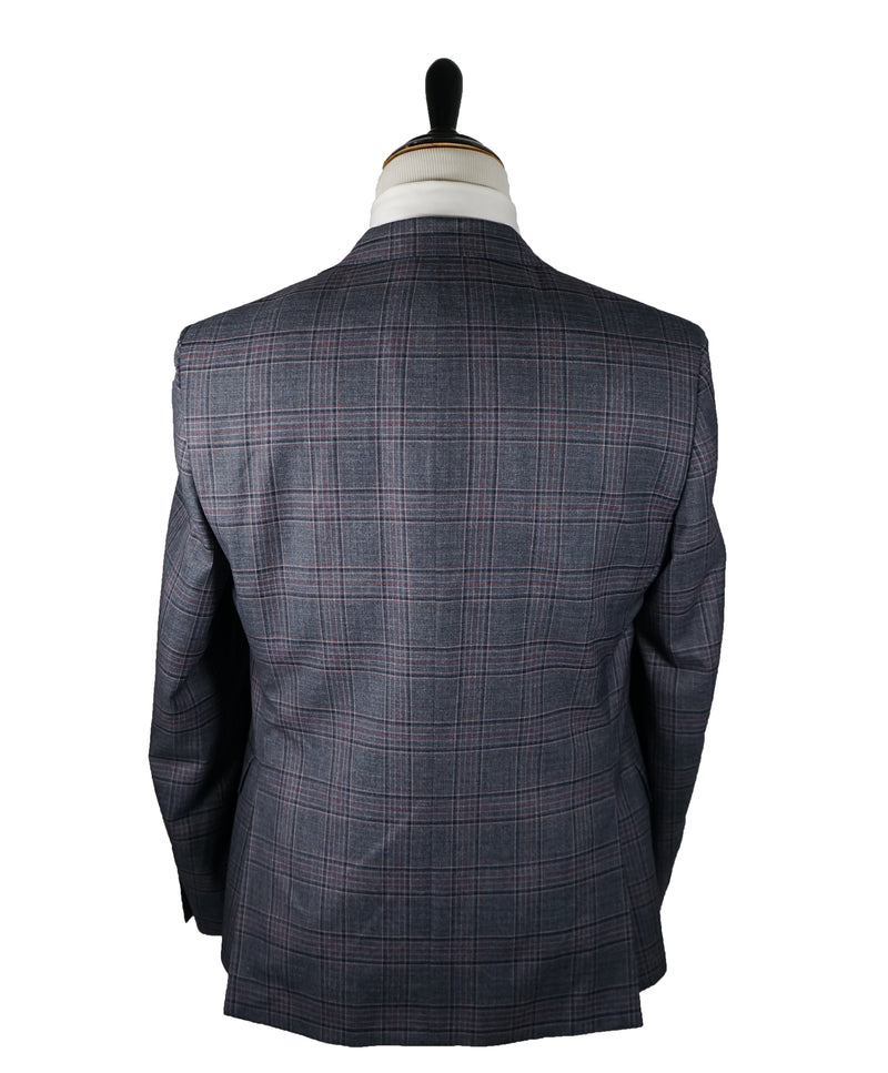 SAMUELSOHN - 2-Button Bold Plaid Gray Pink & Burgundy Blazer - 42R