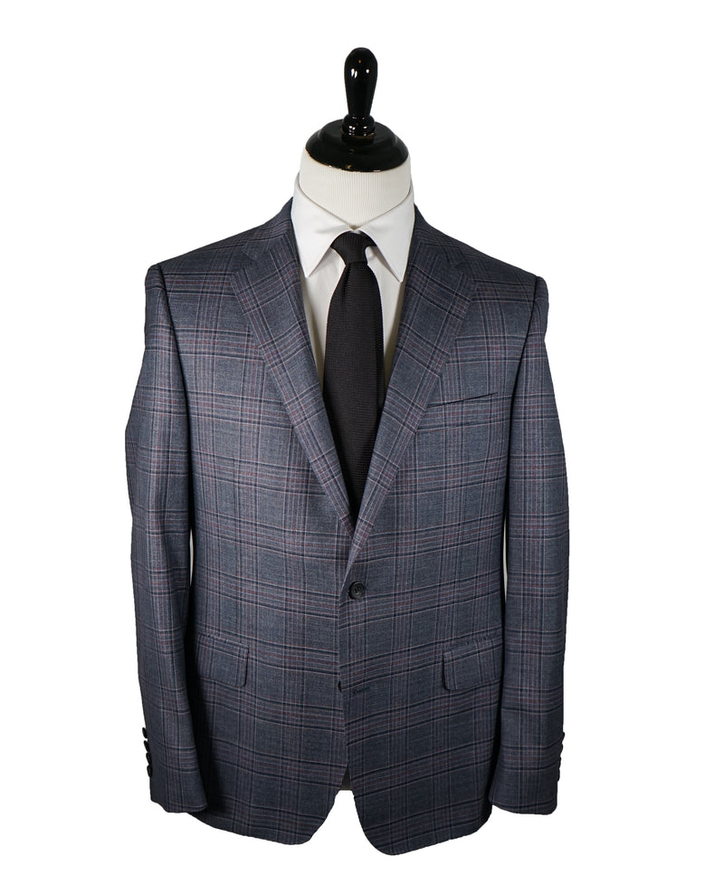 SAMUELSOHN - 2-Button Bold Plaid Gray Pink & Burgundy Blazer - 42R