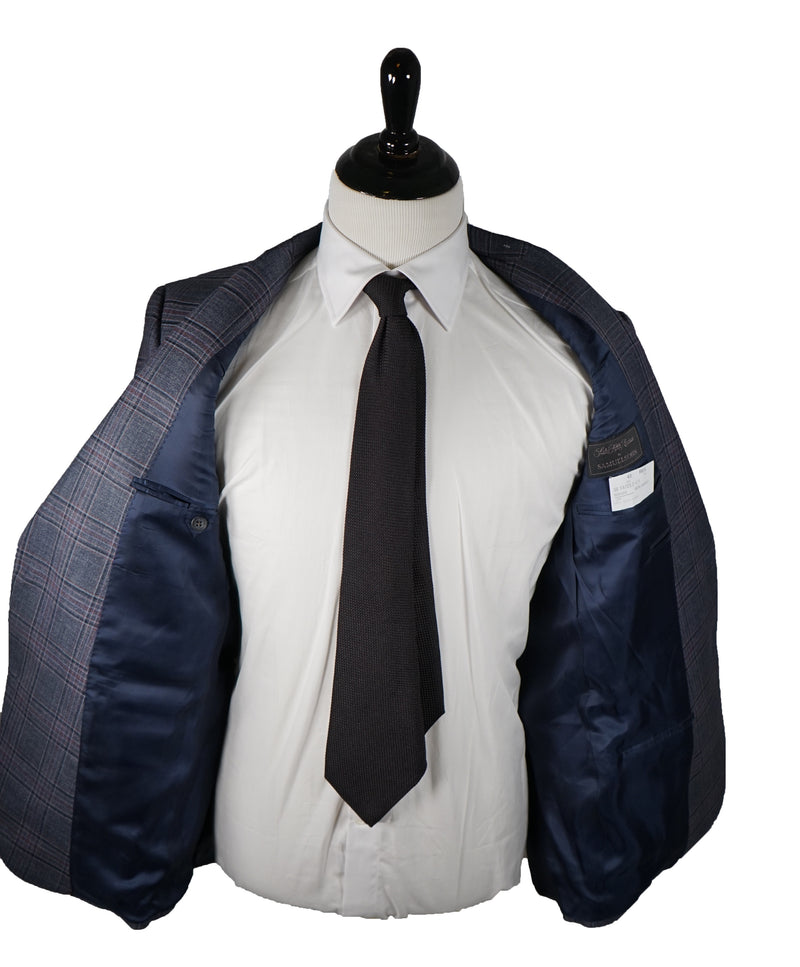 SAMUELSOHN - 2-Button Bold Plaid Gray Pink & Burgundy Blazer - 42R