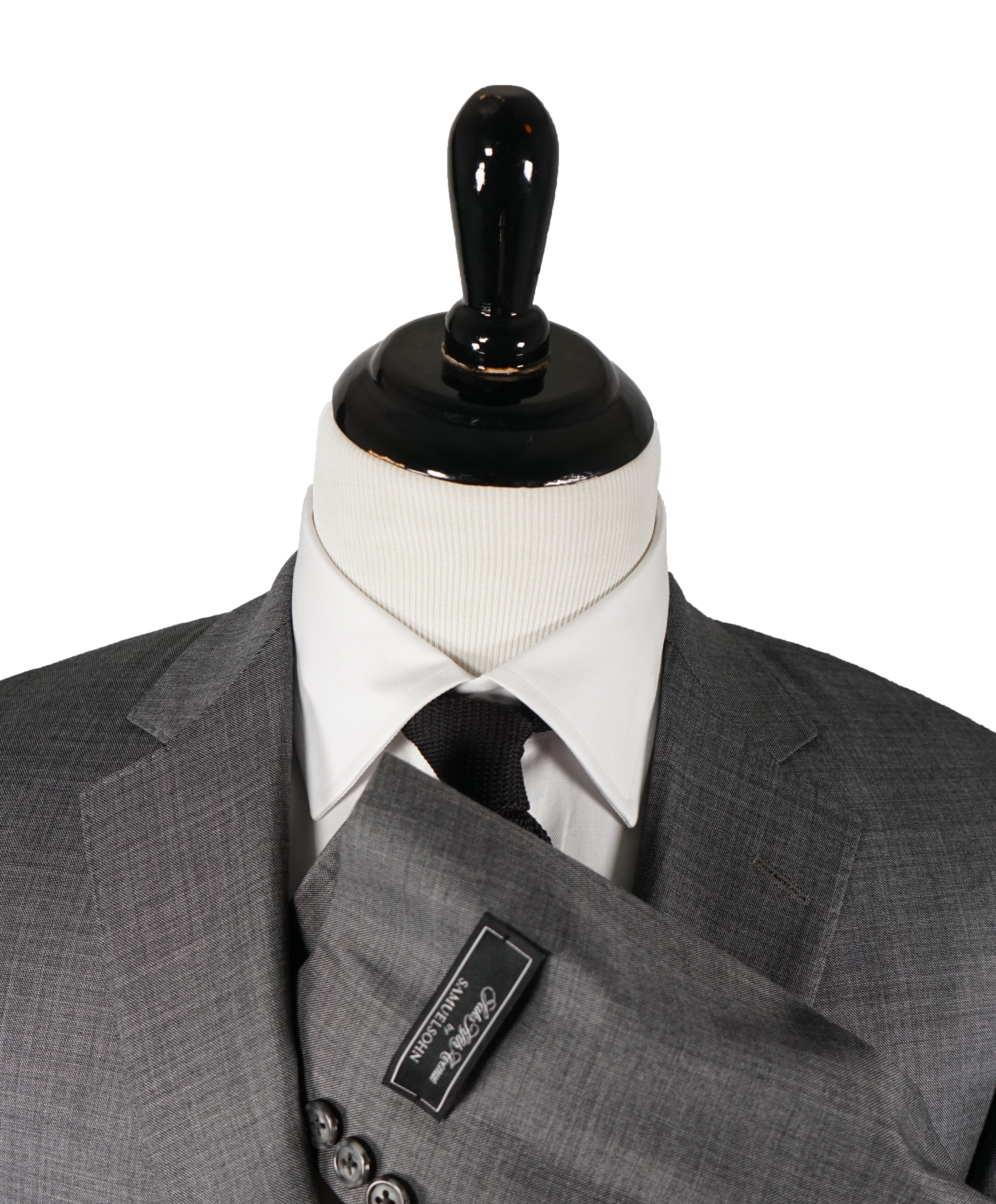 SAMUELSOHN - Super 120’s Medium Gray Textured Pattern Suit - 40R