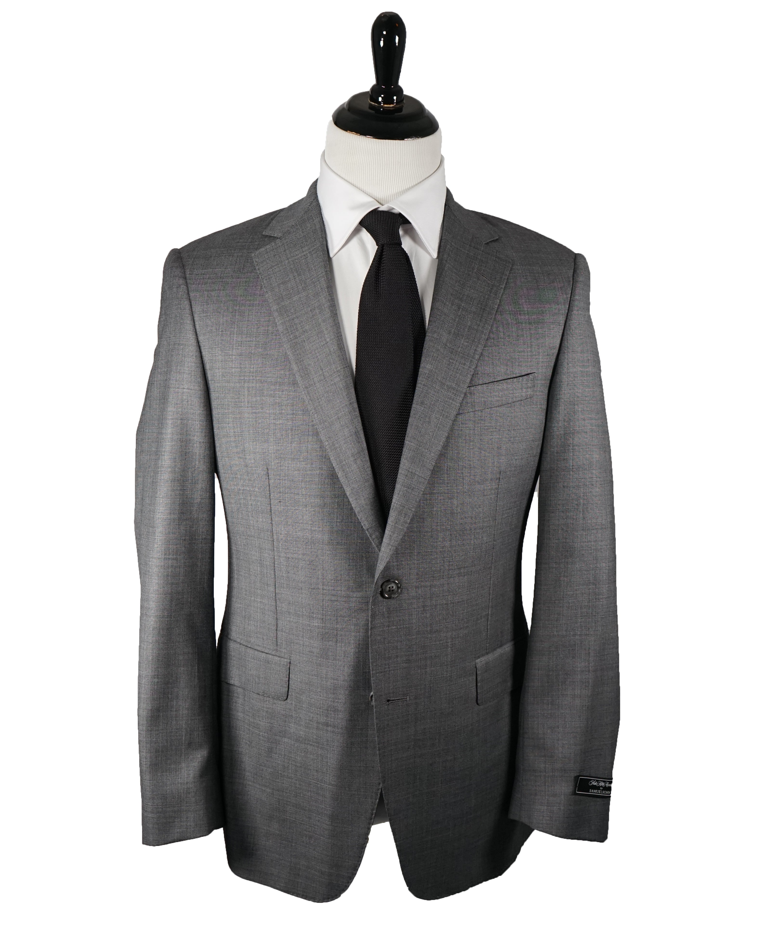 SAMUELSOHN - Super 120’s Medium Gray Textured Pattern Suit - 40R