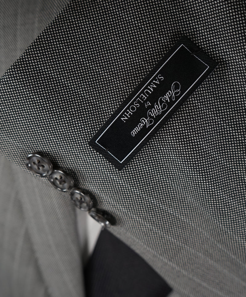 SAMUELSOHN - Super 130’s Textured Wool Gray Birdseye Stripe Suit - 44L